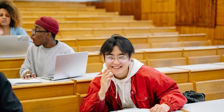 University students in a lecture theatre