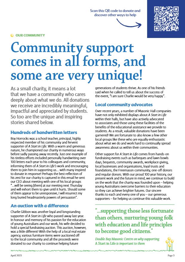 Page 3 of Brighter Futures, April 2023